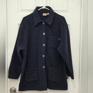 Vintage Y2K 90s Woolrich Jacket Women's Navy Polartec Fleece Button Front Sz L